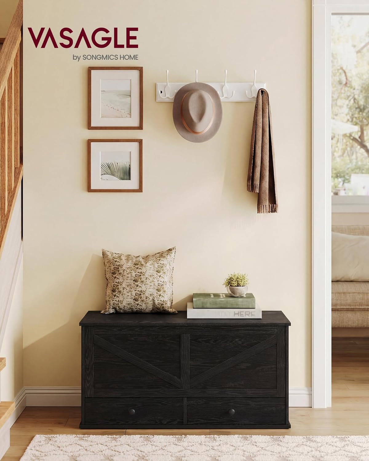 vasagle storage chest with 2 fabric drawers, 15.7 shown in use