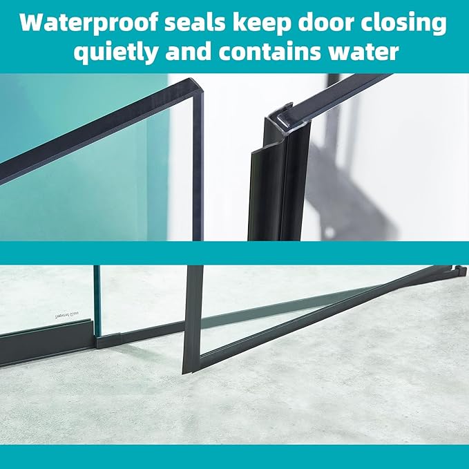 Pivot Swing Shower Door, Adjustable Width 58.9-60" W x 74" H Semi-Frameless