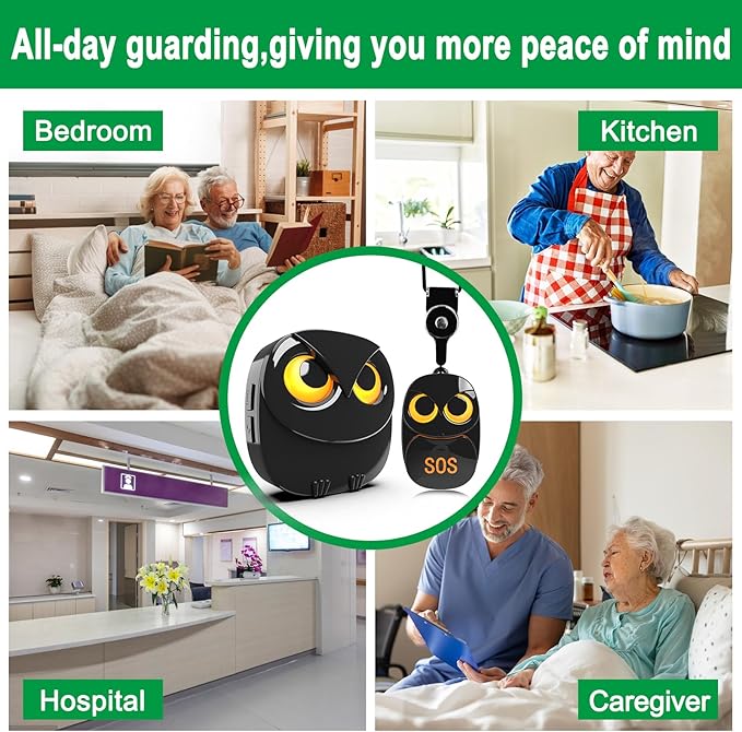 HTZSAFE Caregiver Pager Wireless Call Button 500+ Feet, SOS Alert Nurse Calling