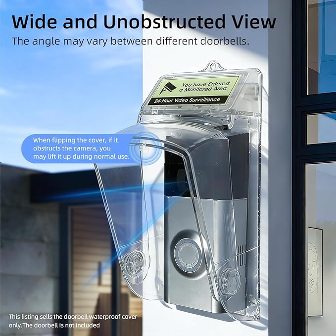 Dgyezhao Clear Outdoor Plastic Flip Doorbell Rain Cover, Camera Cover protector