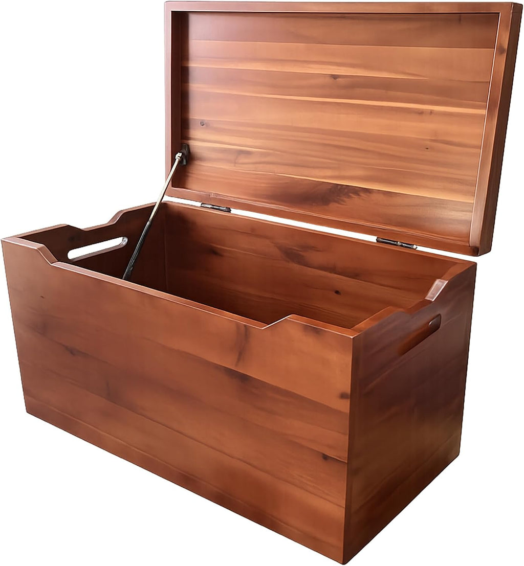 Fully Assembled, Solid Wood Storage Chest with Lid & Handles, Wooden Box, Organizer, Storage, Birthday, Gift, Blankets, Clothes, Keepsakes, Anti-Slam Hinges, 30” Professional Walnut Finish