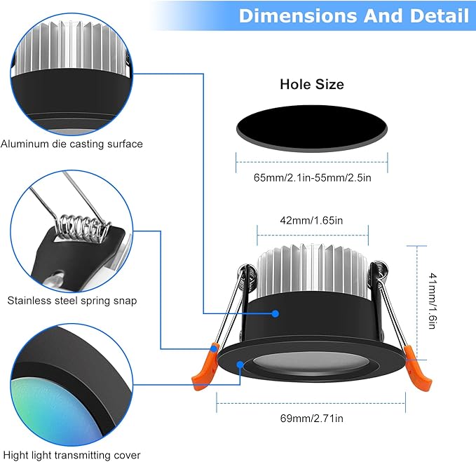 LightingWill 2 Inch Recessed Lighting, Smart WiFi LED Downlight, 5W LED Ceiling (10 Pack)