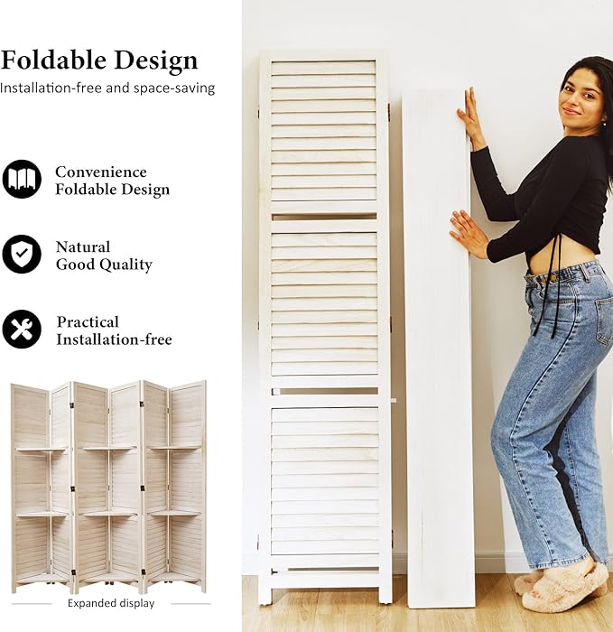 Partition Room Dividers, Folding Wood Privacy Screen