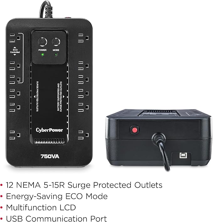 CyberPower EC750G Ecologic Battery Backup & Surge Protector UPS System