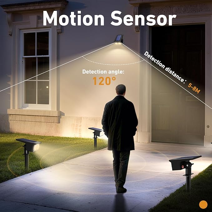 btfarm Solar Spot Lights Outdoor Waterproof, 4 Pack/3 Modes Motion Sensor Lights