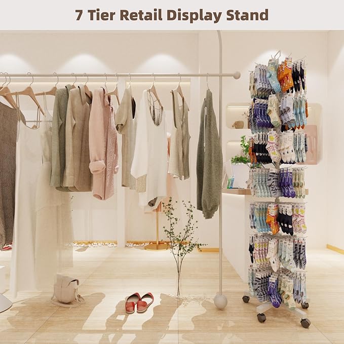YEOOE Upgraded Retail Display Stand 7 Tier Spinning Display Stand, Movable Shop