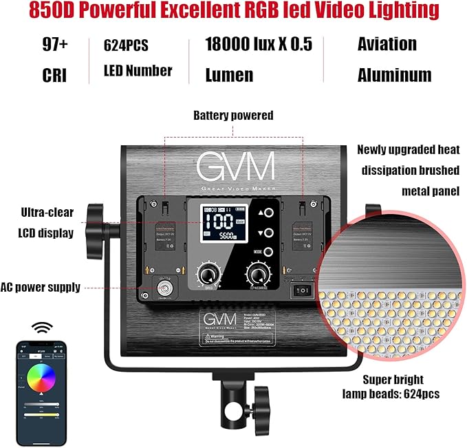 GVM 850D RGB LED Video Lights (2 Packs)