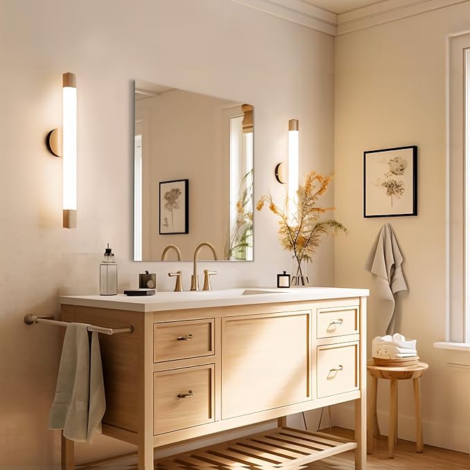 Mirrorons Frameless Wall Mirror 18" x 24", Modern Rectangle Bathroom Mirrors