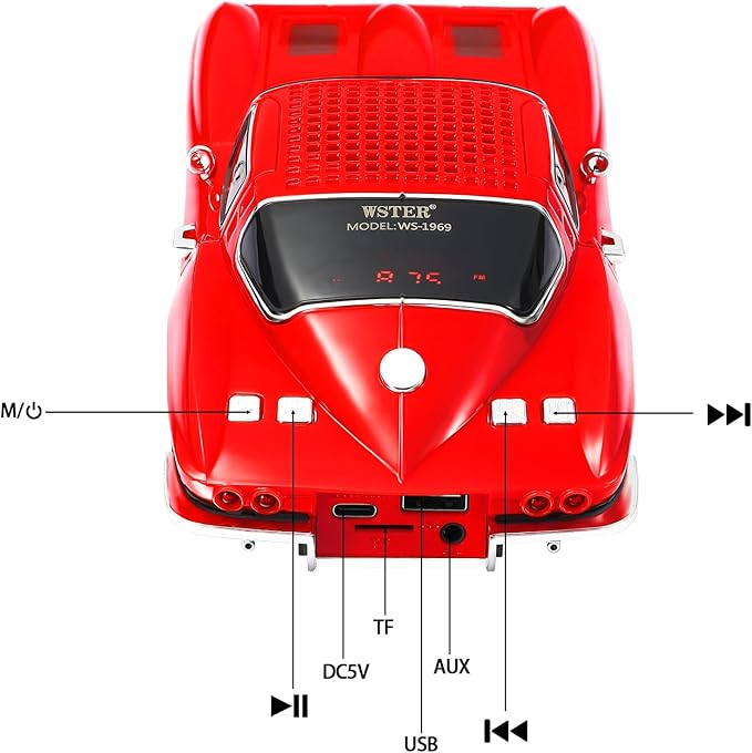 WSTER Retro American Style car Bluetooth Speaker, Portable Wireless Outdoor