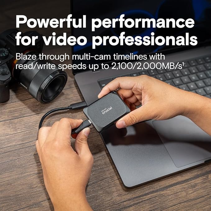 Crucial X10 Pro 2TB Portable SSD, 2000MB/s Write, USB 3.2 USB-C, External Solid