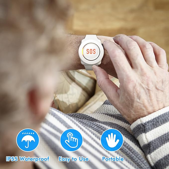 Daytech Wireless Wrist Pager Caregiver Call Button in Home System Watch Alarm