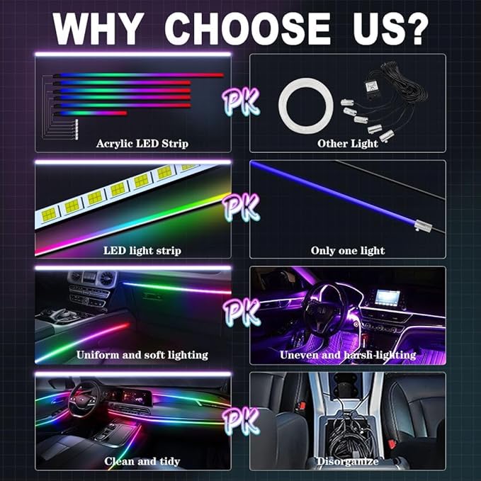Dreamcolor Acrylic Interior Car Lights, WEBUPAR Car Accessories 6 in 1 Car LED