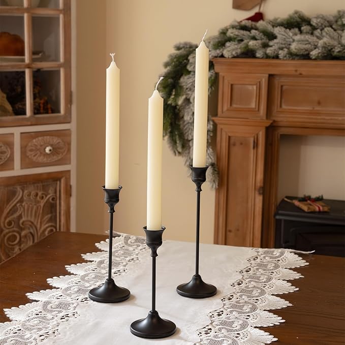 CHILL RECIPE Black Candlestick Holder Tall Taper Candle Holder for Home Decor Table Centerpiece Party Festival Decorations Halloween Decoration (2 Set 6Pcs)