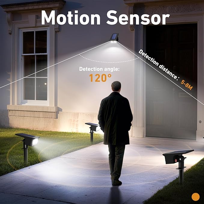 btfarm Solar Spot Lights Outdoor Waterproof, 8 Pack/3 Modes Motion Sensor Lights