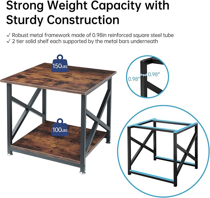 Fannova Large Printer Stand, 23.6 x 23.6 x 22.6 Inches Square Printer Table