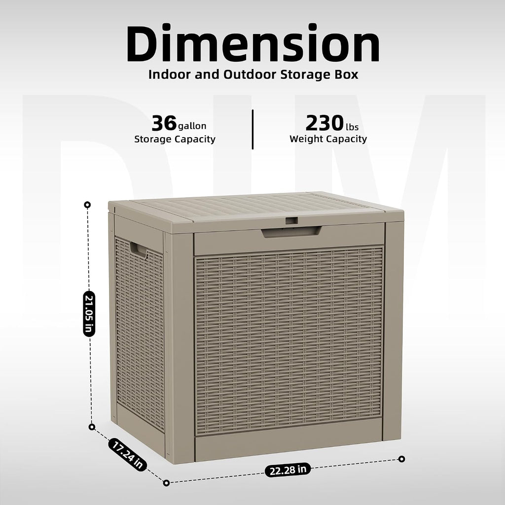 easyup 36 gallon outdoor storage box, outdoor deck shown in use