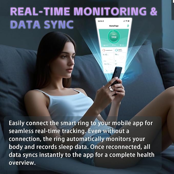 Smart Health Ring for Women Men, Fitness Tracker Ring