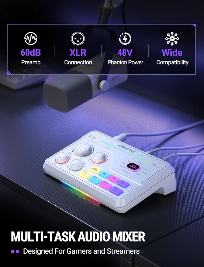 FIFINE Audio Mixer for Gaming