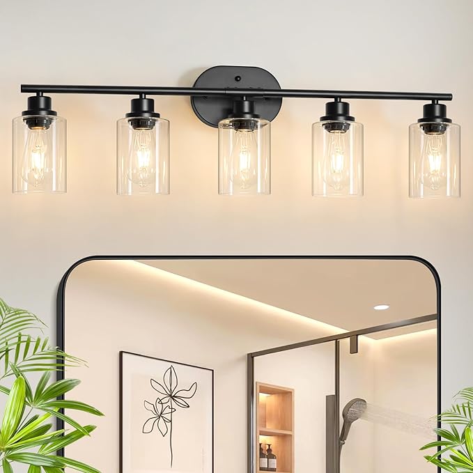 Unicozin 5 Light Bathroom Light Fixtures, 33.5 Inch Vanity Lights