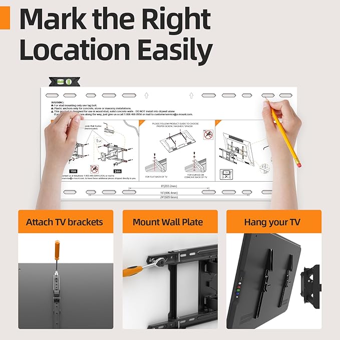 IWORKBORAD 42-86 '' Full Motion TV Wall Mount 24 Inch Studs, Heavy Duty TV