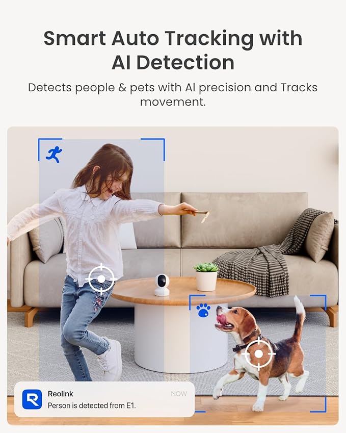 REOLINK Home Security Camera System, 4MP HD Plug-in Indoor WiFi 6 Pan Tilt Pet (2 Pack)