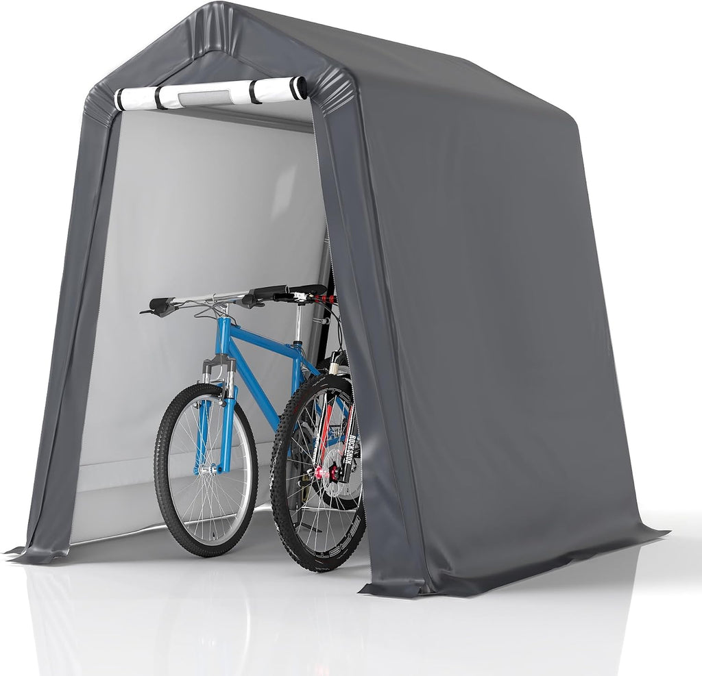 GARTOO 6' x 7' Outdoor Storage Shelter Shed, Gray