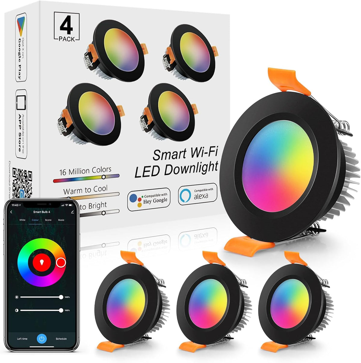 LightingWill 2 Inch Recessed Lighting, Smart WiFi LED Downlight, 5W LED Ceiling (4 Pack)