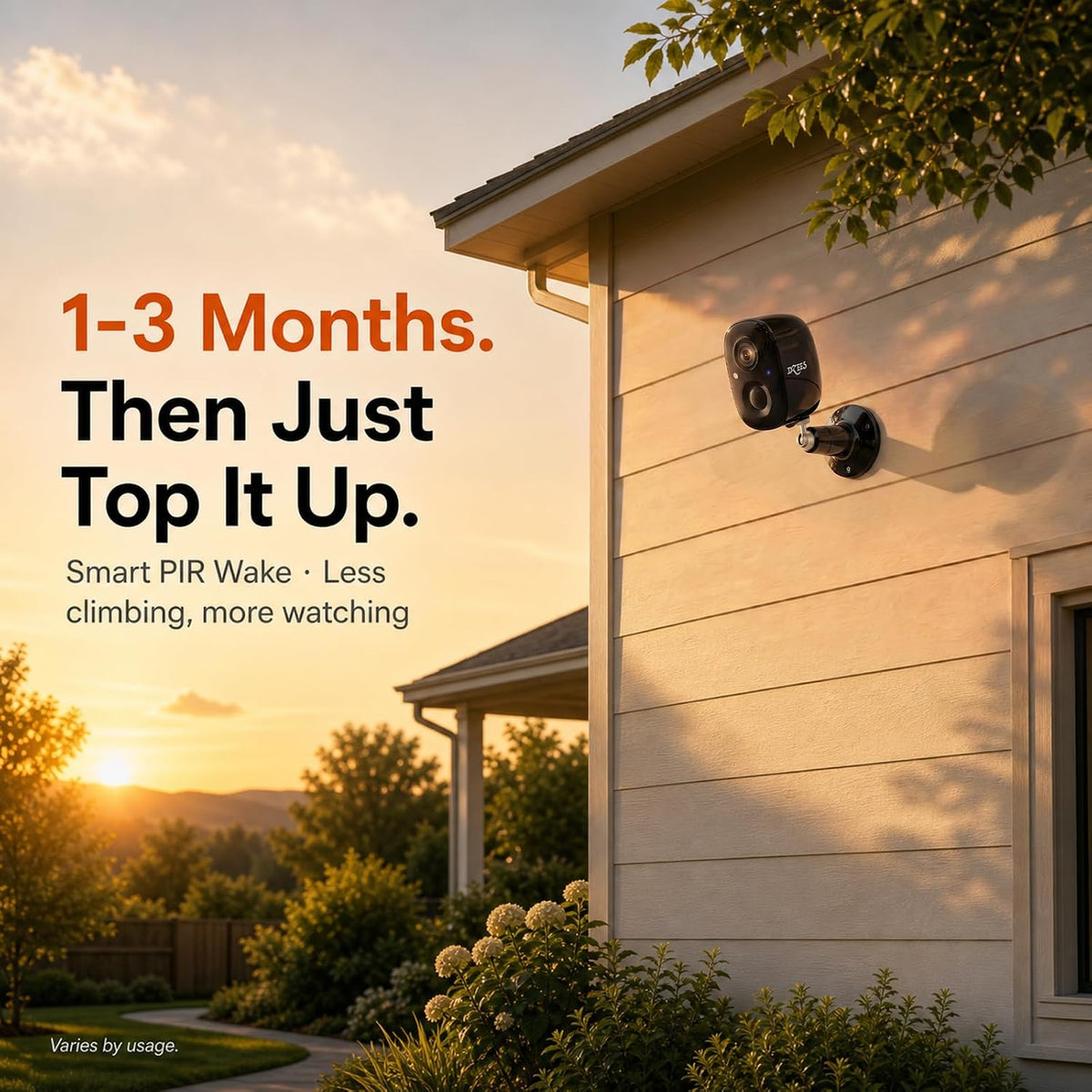 dzees 2k indoor outdoor security cameras wireless, battery shown in use