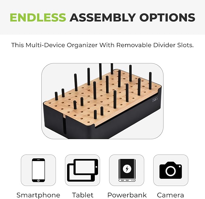 Prosumer's Choice Black Wooden Charging Station Organizer