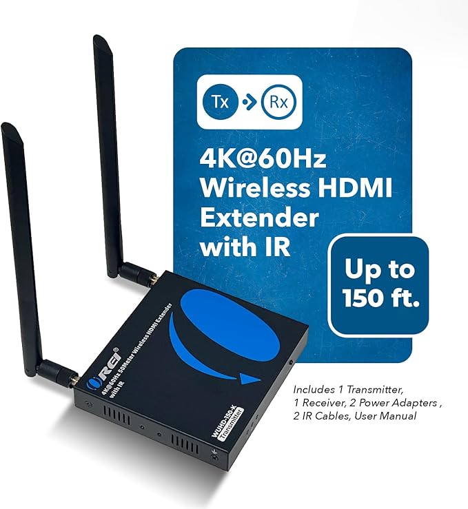OREI Wireless HDMI Extender Transmitter & Receiver Dongle UtraHD 5.1-5.2 Ghz Up