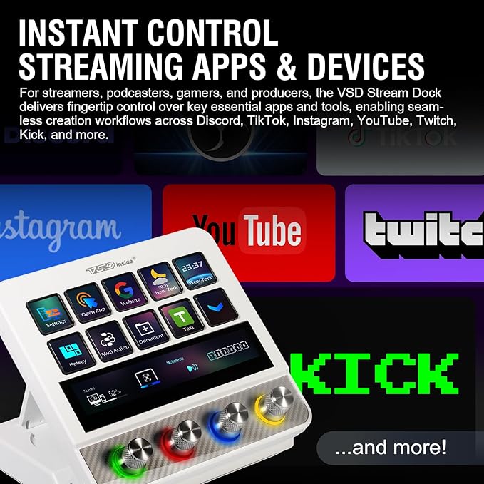 VSDINSIDE Macro Pad, Streaming Deck Stream Controller Soundboard Keypad