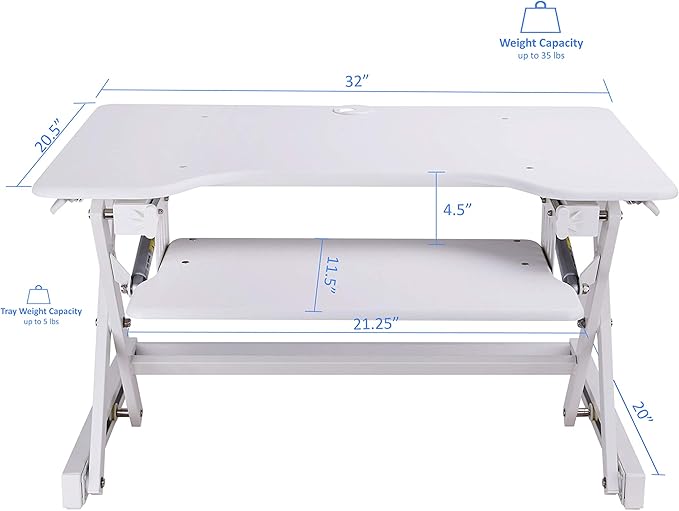 Rocelco 32" Height Adjustable Standing Desk Converter BUNDLE