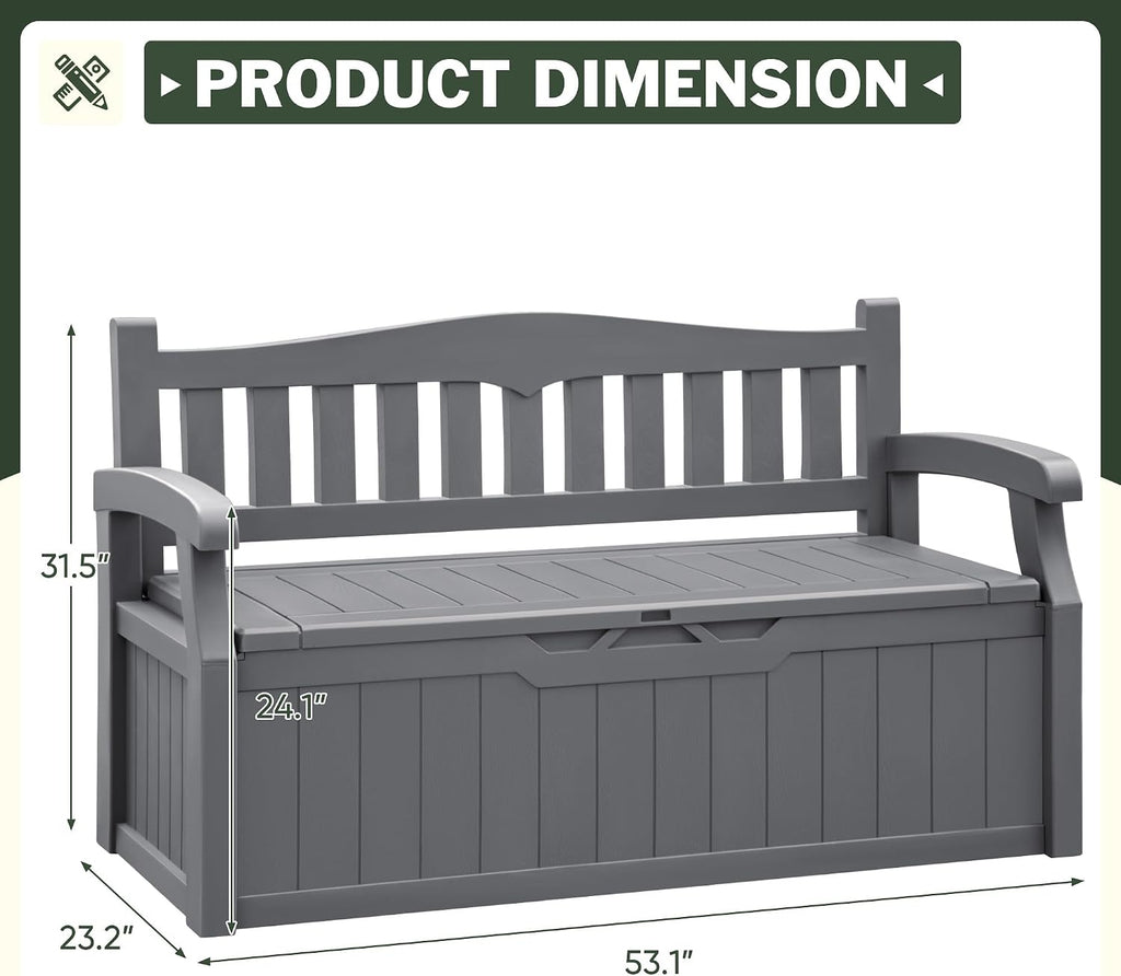 flamaker 80 gallon storage bench, deck box with, close-up detail