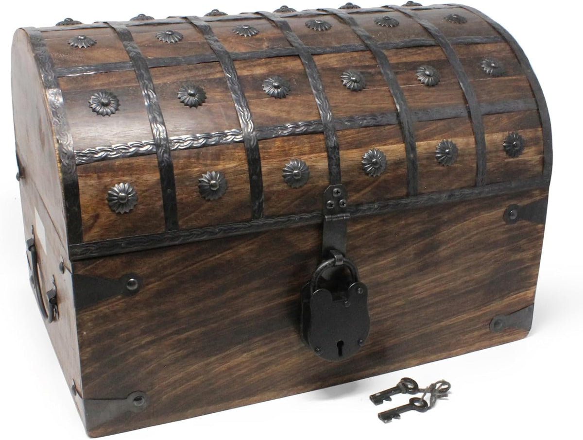 Nautical Cove Wooden Pirate Treasure Chest with Lock & Skeleton Key X-Large
