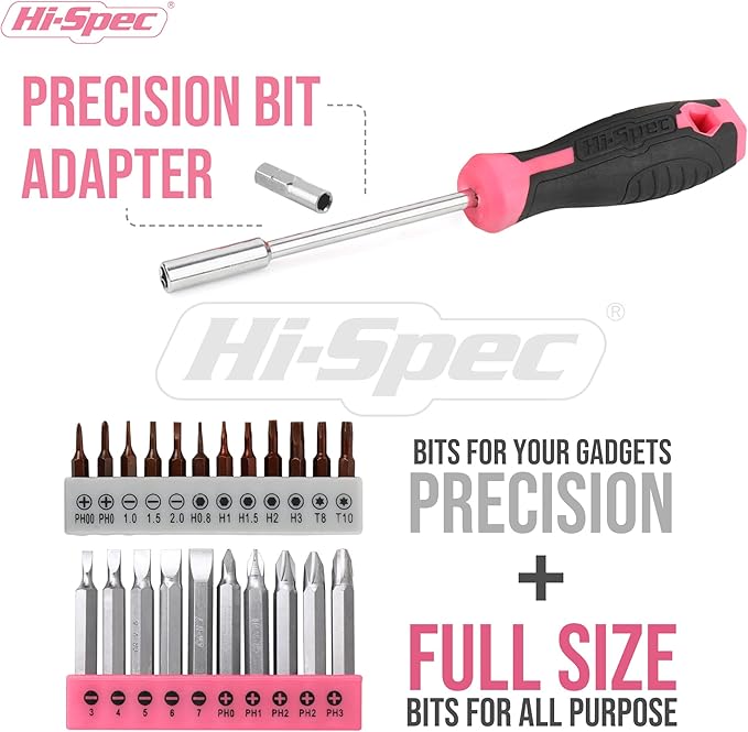 Hi-Spec 58pc Pink 8V USB Electric Power Cordless Drill Driver and Womens Ladies