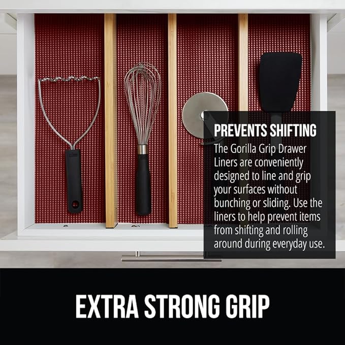 GORILLA GRIP powerGRIP Drawer Shelf and Cabinet Liner, Thick Strong Hold