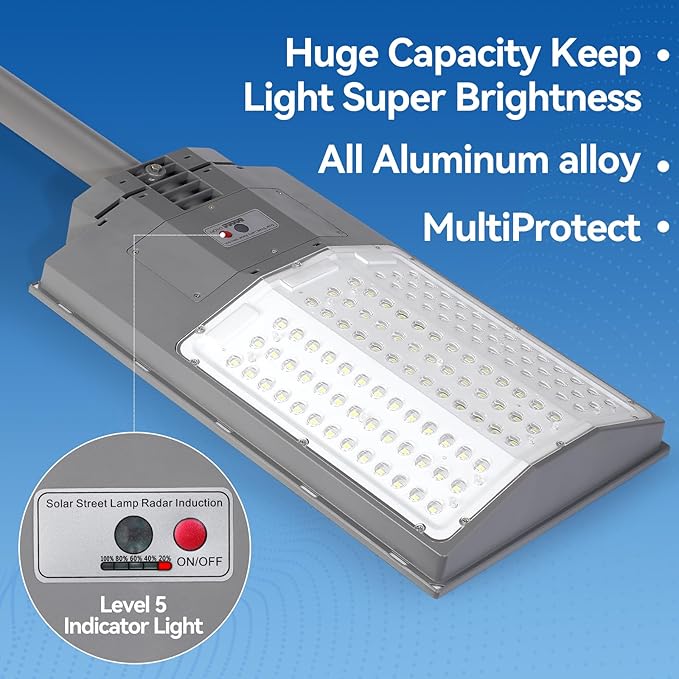 8500W Solar Street Lights Outdoor, 550000LM 7000K Solar Parking Lot Lights Dusk