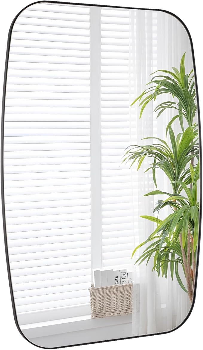 Black Oval Mirror, Oblong Bathrrom Mirror Modern Anti Rust