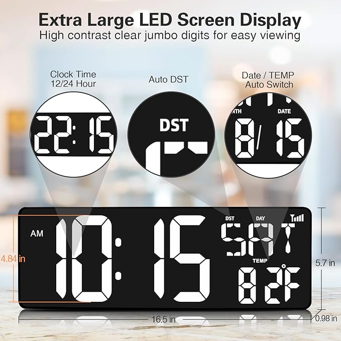 XREXS 16.5 in Large Display Wall Clock
