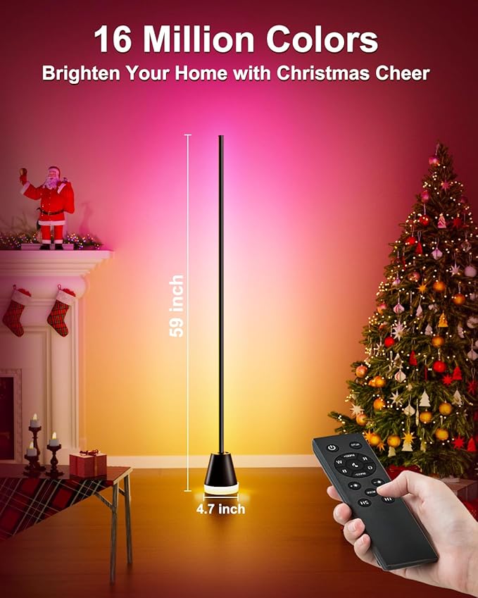 Keepsmile Smart RGB LED Corner Floor Lamp, Bright Tall Standing Lamps (2 Pack)