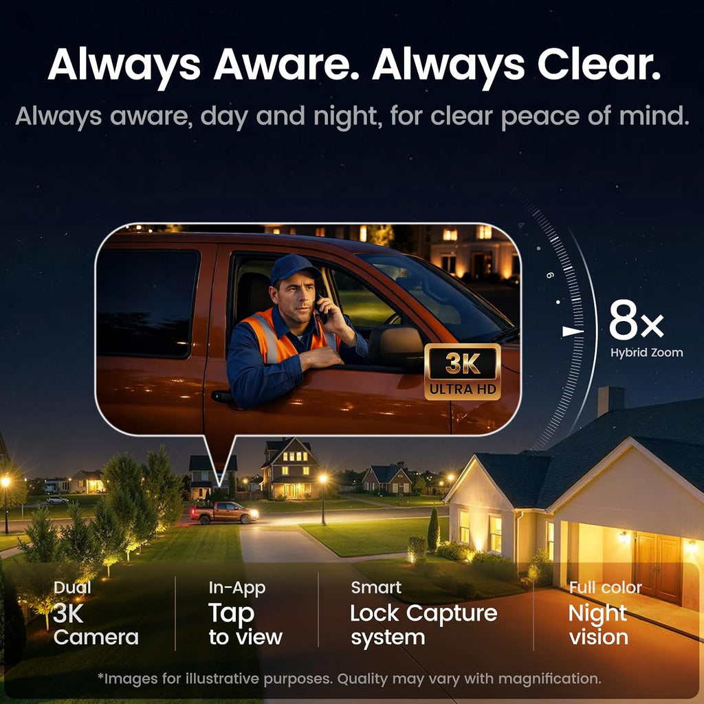 aosu t2 pro 3k dual cam outdoor security, package contents