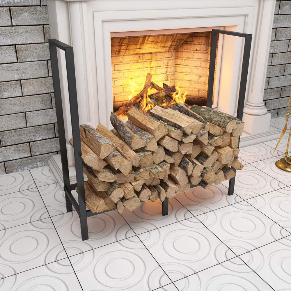 4ft firewood rack outdoor, heavy duty log holder showing dimensions