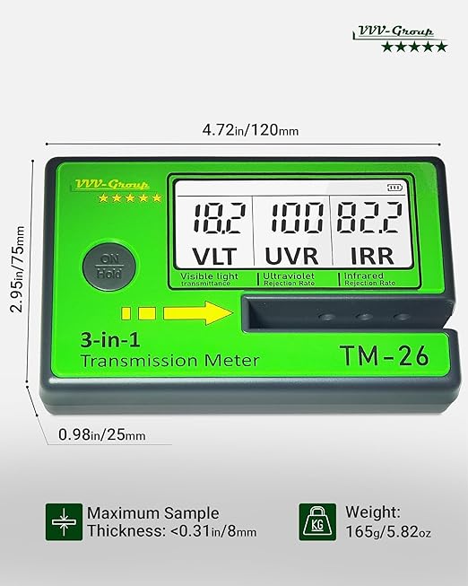 Digital Car Window Tint Meter TM-26 / Side Window Tint, Sun Control Film