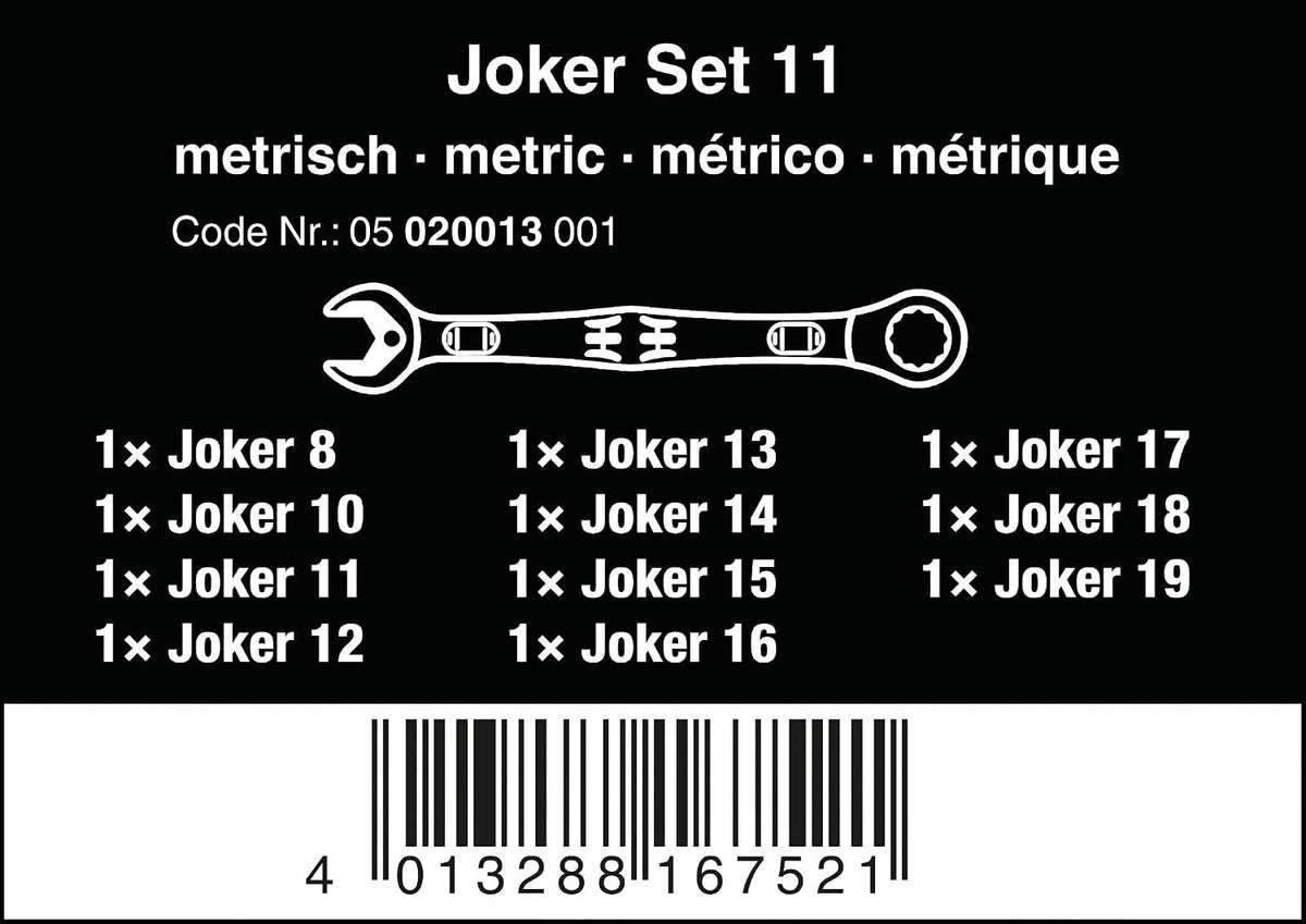 wera 05020013001 joker combination wrench-set, 11 pieces, close-up detail
