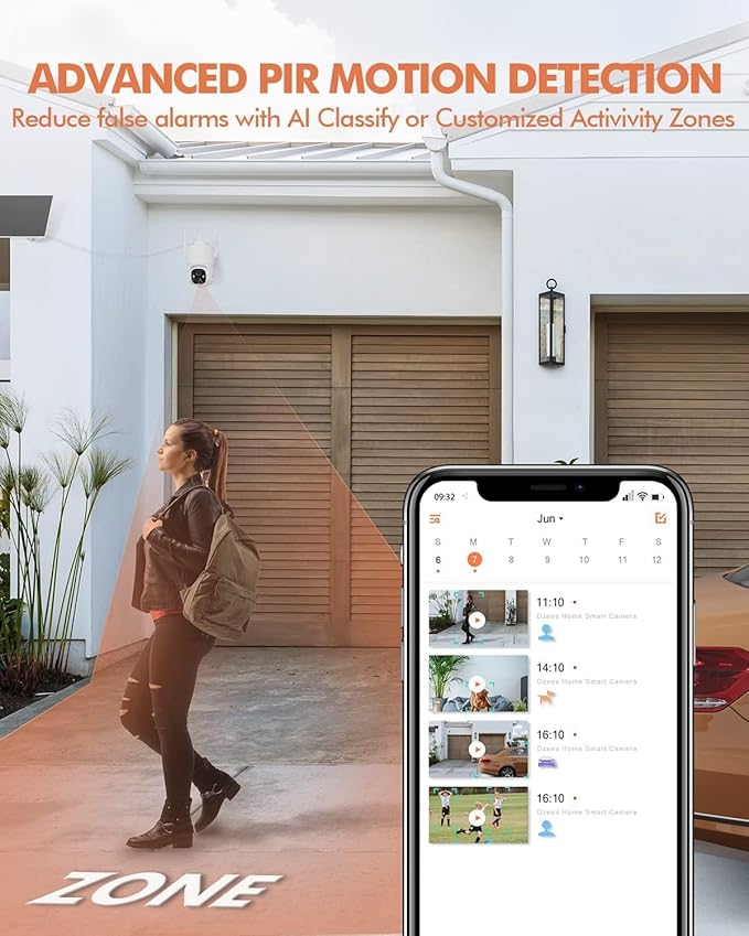Dzees Solar Security Cameras Wireless Outdoor, 2K Battery Powered Security (4 Pack)