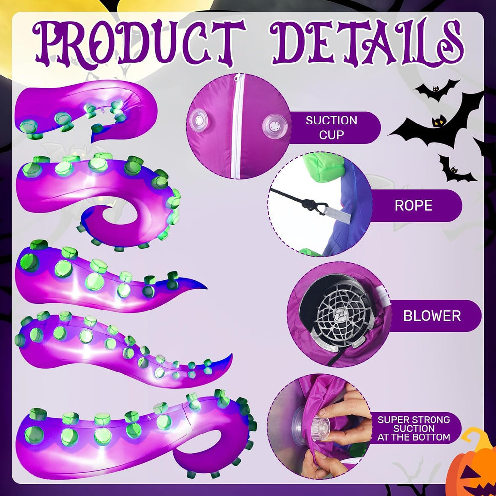 Libima 5 Pcs 5 ft Halloween Inflatable Lighted Giant Octopus Tentacle