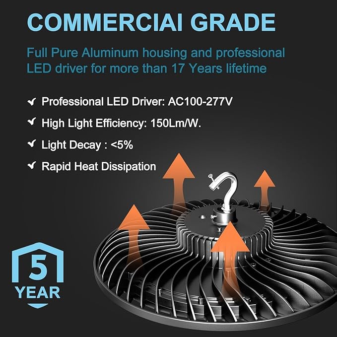 Lightdot 4Pack 150W Smart LED High Bay Lights 22500lm UFO High Bay LED Shop