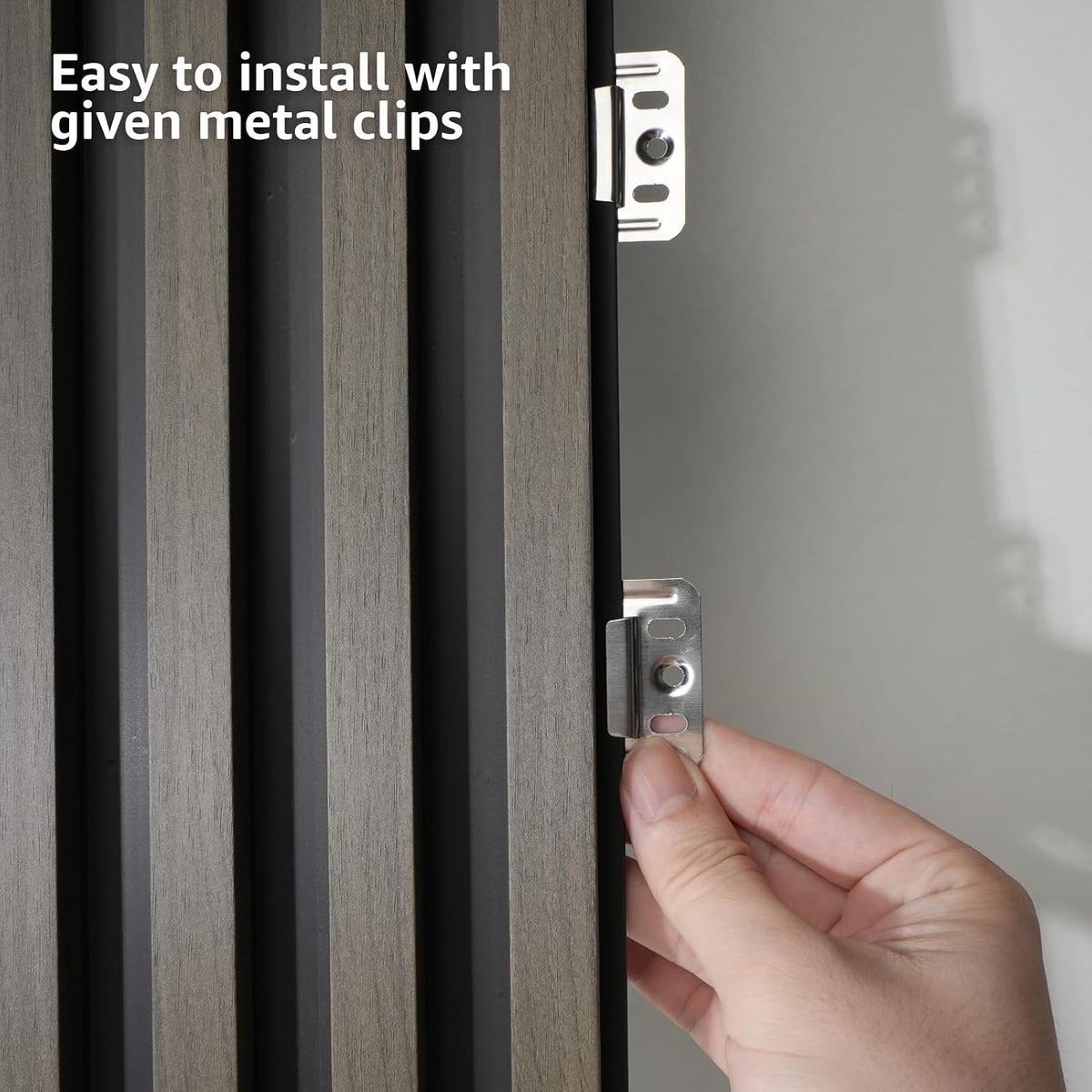 Art3d 96 x 6 Inch 3D Fluted Wood Textured Slat Wall Panel, 8-Pack, Ebony