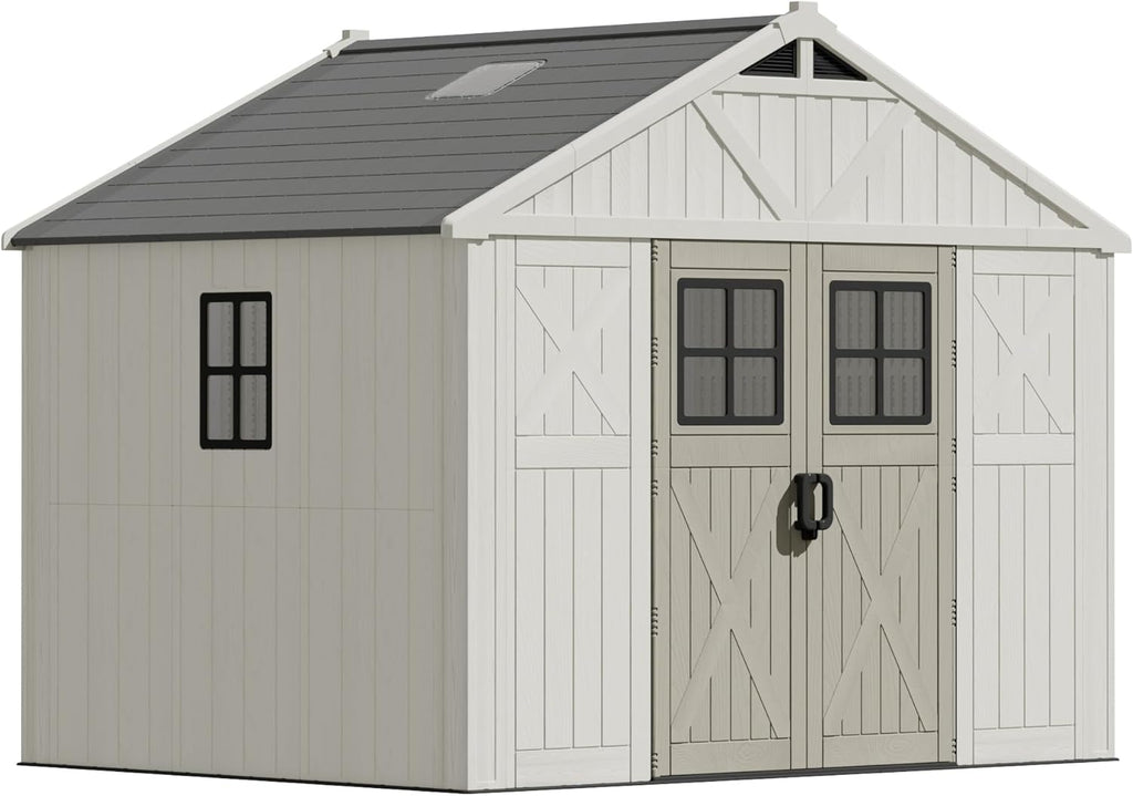 devoko 10x8 ft resin storage shed with floor, package contents