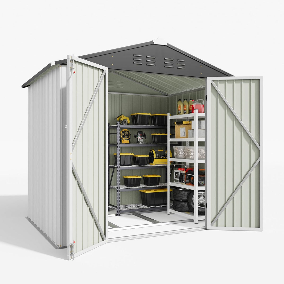 patiowell 6x4 ft outdoor storage shed with floor, package contents